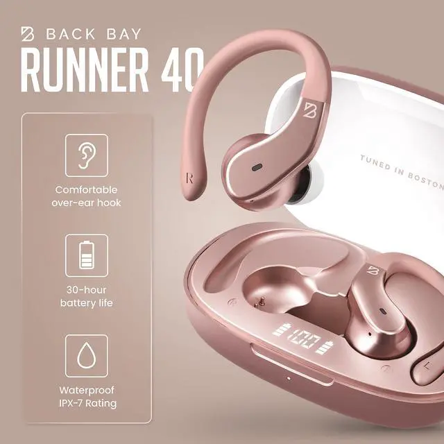Alt view image 3 of 7 - Runner Wireless Earbuds for Running, Wrap Around Earbuds | Sweatproof Workout Bluetooth Headphones for Sports, Around The Ear Bluetooth Running Headphones, Hook Over Earphones Earhooks