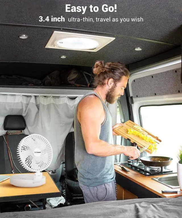Alt view image 4 of 7 - Personal Cooling Fan that Blow Cold Air, Portable Rechargeable Desk Fan with LED, Oscillating Standing Table Fans, Battery Powered Floor Fan for Bedroom, Travel, Dorm, Cruise RV Essentials