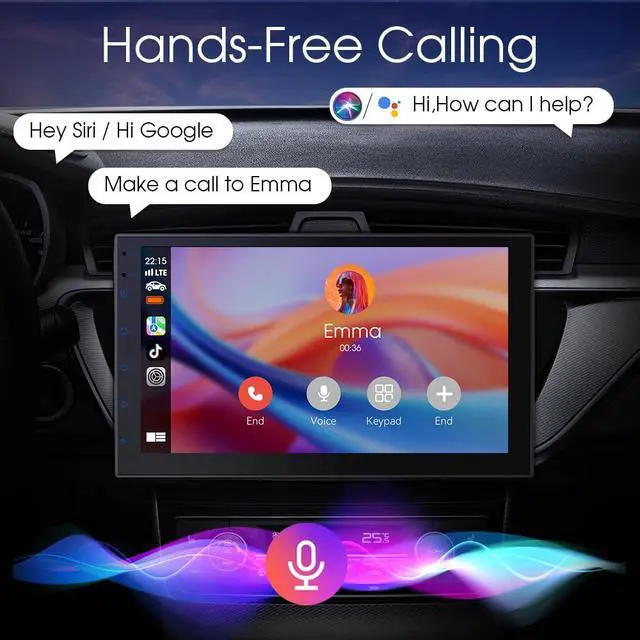 Alt view image 5 of 7 - 7 inch Car Stereo Double Din with Wireless Carplay&Android Auto,Bluetooth,Channel RCA,Backup Camera,SWC,FM/AM|Apple Carplay Radio Screen for Car Audio Receivers|HD Touchscreen car Audio