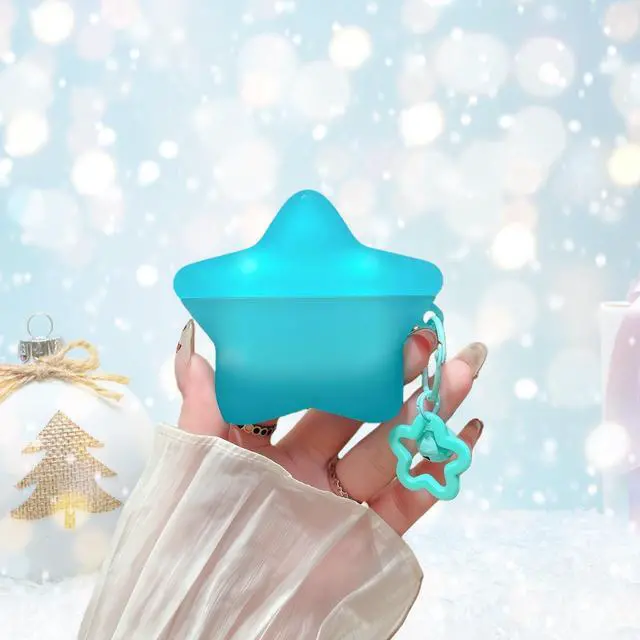 Alt view image 2 of 7 - for AirPods 4th Generation Case, Case Compatible with AirPods 4 2024, Kawaii Cute Star Shape Luminous Earbuds Cover, Gifts with Keychain for Women Girls, Anti-Scratch Drop Protection Blue