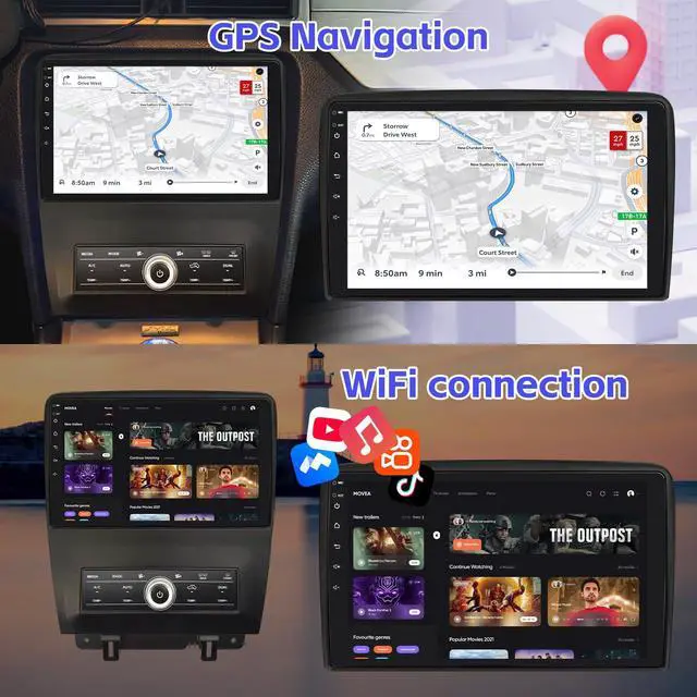 Alt view image 7 of 7 - 2+64G Car Radio for Ford Mustang 10 inch Touch Screen 2010 2011 2012 2013 2014 Stereo,Wireless Carplay/WiFi/Bluetooth/EQ Audio/Andriod Auto/AM/FM/AHD Camera
