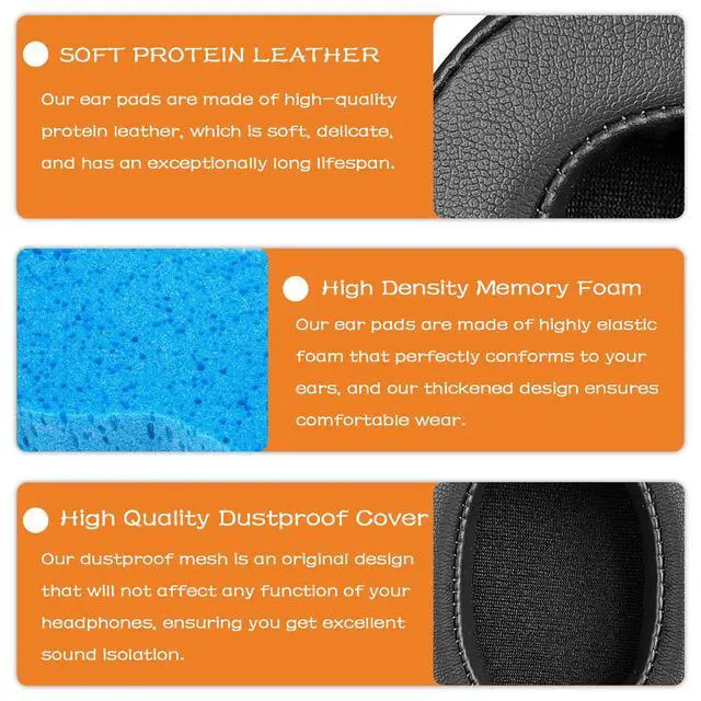 Alt view image 3 of 7 - Replacement Ear Pads for Skullcandy Crusher Wireless, Crusher EVO, Crusher ANC, Hesh3, HeshEVO, HeshANC, Venue ANC Headphones, Earpads Ear Cushions Ear Cups Cover Repair Parts (Black)