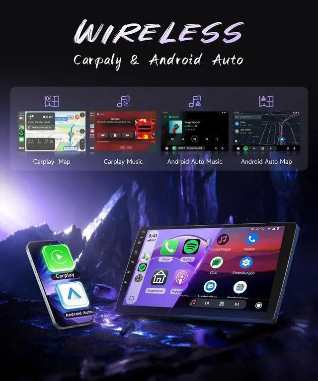 Alt view image 3 of 7 - 5Ghz WiFi Car Radio Stereo for Dodge Grand Caravan 2011-2020/ Chrysler Town&Country 2011-2016/ Grand Voyager 2011-2015,9" Touchscreen/Android 15/Wireless CarPlay/Android Auto/DSP/GPS/BT/Camera 2G+64G