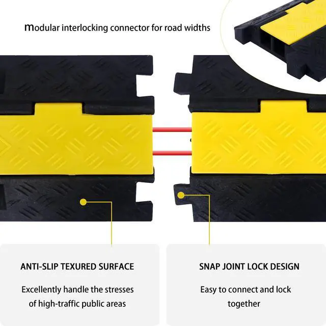 Alt view image 4 of 7 - Cable Ramp Cable Protector Ramps Wire Hose Protective 2 Channel Traffic Rubber Plastic Cord Cover Speed Bump for Asphalt Concrete Gravel Driveway Outdoor, 3 Pack