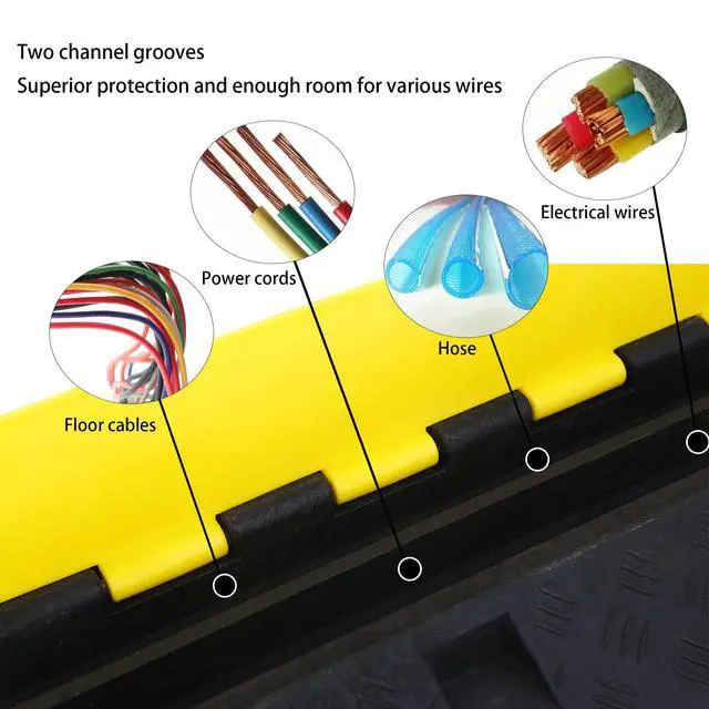 Alt view image 5 of 7 - Cable Ramp Cable Protector Ramps Wire Hose Protective 2 Channel Traffic Rubber Plastic Cord Cover Speed Bump for Asphalt Concrete Gravel Driveway Outdoor, 3 Pack
