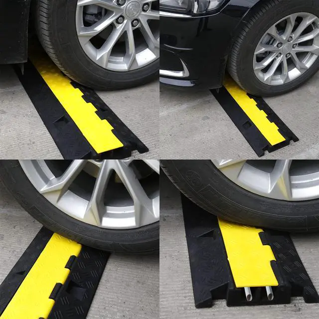 Alt view image 7 of 7 - Cable Ramp Cable Protector Ramps Wire Hose Protective 2 Channel Traffic Rubber Plastic Cord Cover Speed Bump for Asphalt Concrete Gravel Driveway Outdoor, 3 Pack