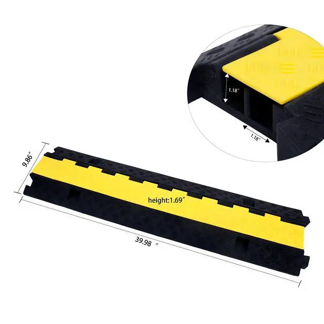 Alt view image 2 of 7 - Cable Ramp Cable Protector Ramps Wire Hose Protective 2 Channel Traffic Rubber Plastic Cord Cover Speed Bump for Asphalt Concrete Gravel Driveway Outdoor, 3 Pack