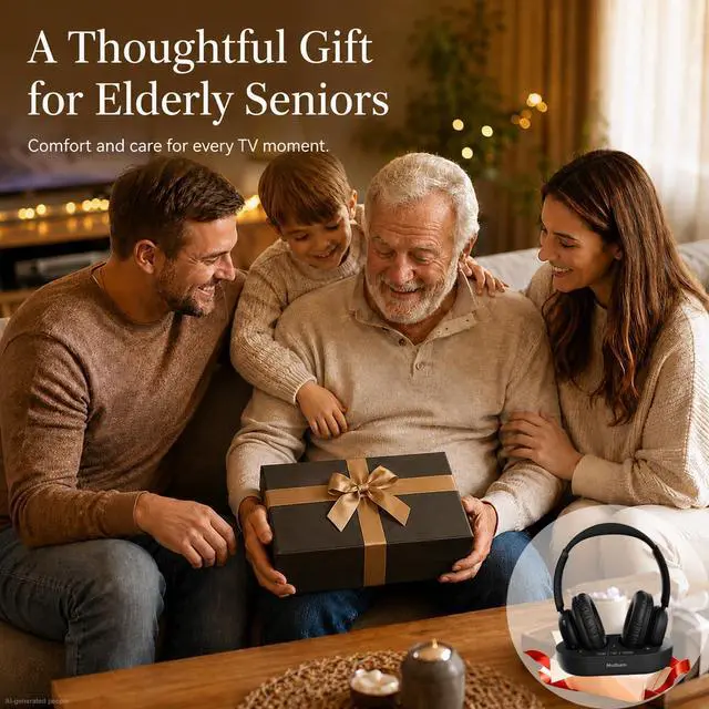 Alt view image 6 of 7 - Wireless Headphones for TV, TV Headphones Wireless for Seniors | Charging Dock, 65H Playtime, Low Latency, Plug-Play, Optical RCA AUX Bluetooth, Assistive Hearing Headset, Gifts for Elderly
