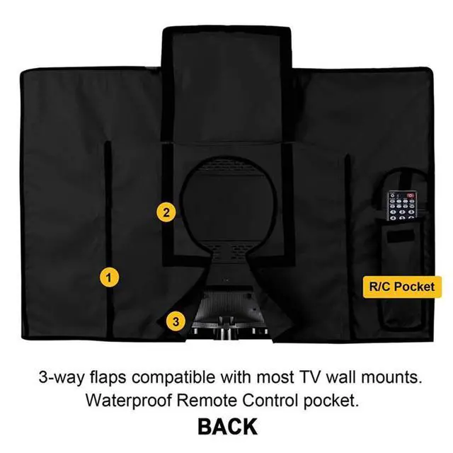 Alt view image 4 of 7 - Outdoor TV Cover 55" - 58" - with Bottom Cover - 600D Water-Resistant and Dust-Resistant Material- Fits Your TV Better