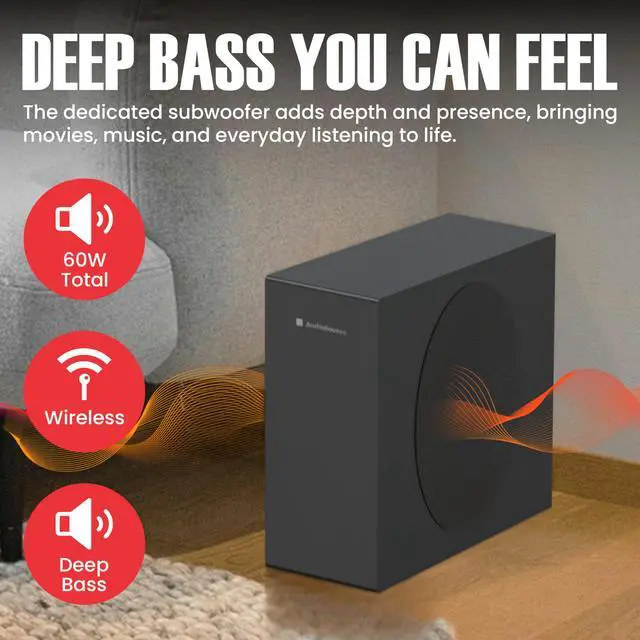 Alt view image 3 of 7 - 2.1 Soundbar, Wireless Subwoofer w/Dolby Atmos, 120W RMS & 240W Max Output, Compact Design, Bluetooth Streaming for Smart TV, Home Theater Audio and Multi-Devices, HDMI/eArc