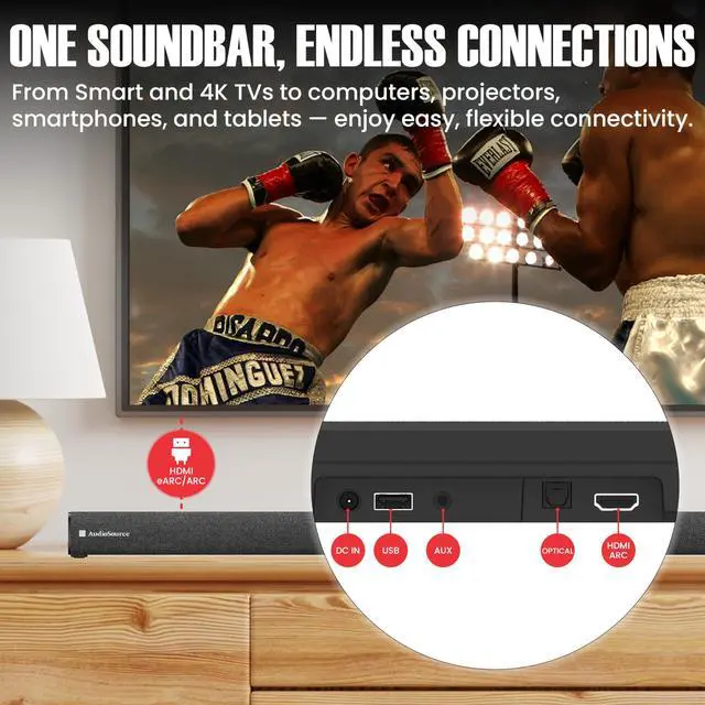 Alt view image 5 of 7 - 2.1 Soundbar, Wireless Subwoofer w/Dolby Atmos, 120W RMS & 240W Max Output, Compact Design, Bluetooth Streaming for Smart TV, Home Theater Audio and Multi-Devices, HDMI/eArc