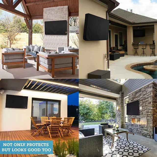Alt view image 7 of 7 - Outdoor TV Cover 55" - 58" - with Bottom Cover - 600D Water-Resistant and Dust-Resistant Material- Fits Your TV Better