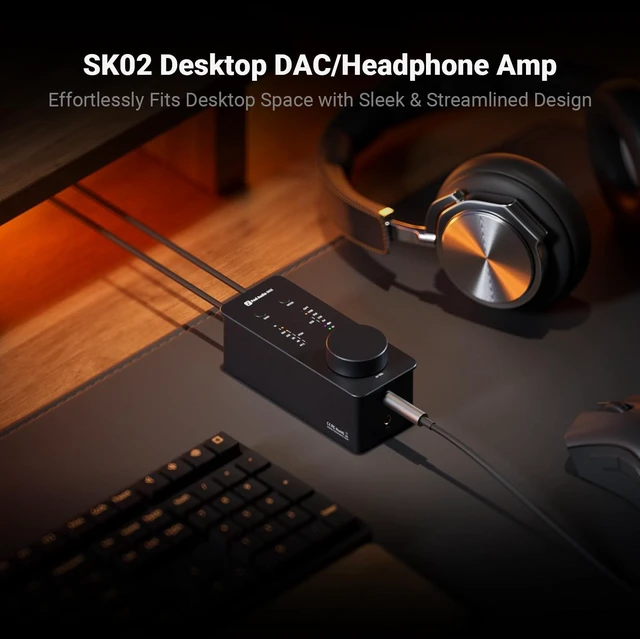 Alt view image 2 of 7 - SK02 DAC Headphone Amplifier & Preamp, Desktop Audio DAC with USB-C and Optical Input, 4.4mm Balanced & 3.5mm Headphone Output, Digital-to-Analog Converter for PC and Home Audio System