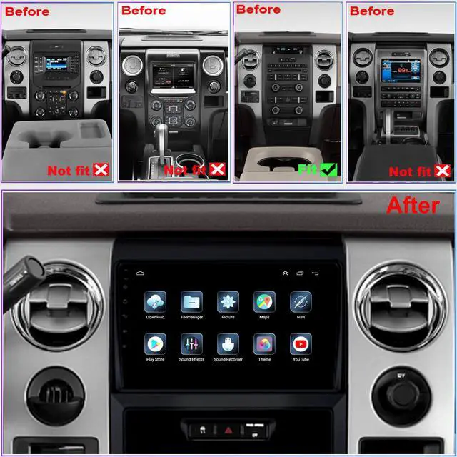 Alt view image 2 of 6 - for Ford F150 Radio Upgrade 2013 2014,Android Stereo Navigation Replacement,QLED Touch Screen,8 core CPU,Support Carplay and Android Auto,Free Camera
