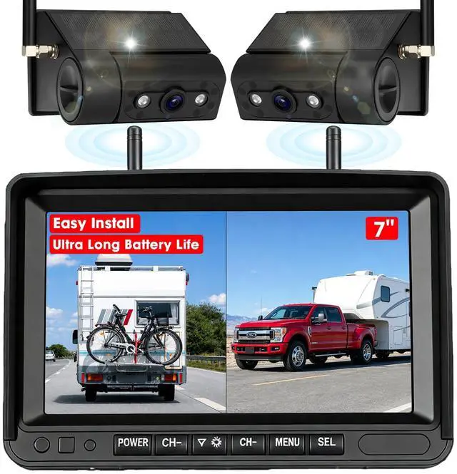Main image of Dual Magnetic Wireless Backup Cameras with 7" HD1080P Monitor | 1-Min Install No Wiring, Solar Rechargeable Waterproof IR Night Vision Wireless Backup Camera for Trucks/Trailer/RV/Camper