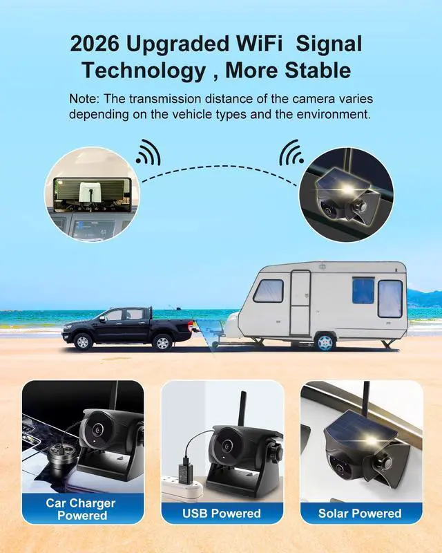 Alt view image 4 of 7 - 1080P Solar Magnetic Wireless Backup Camera WiFi Hitch Camera | Night Vision, 365-Day Standby Rechargeable Camera for Phone Pad Android, Front Rear View Reverse for RV Pickup Horse Trailer