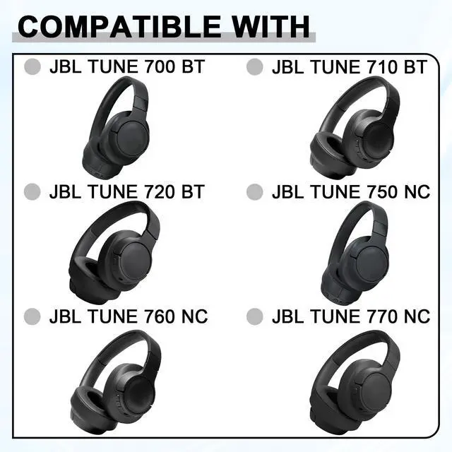 Alt view image 4 of 7 - Replacement Ear Pads for JBL Tune 700(700BT)/710(710BT)/720(720BT)/750(750BT,750BTNC)/760(760NC)/770(770NC) Headphones, Headset Ear Cushions, Headset Earpads, Ear Cups Cover-Black