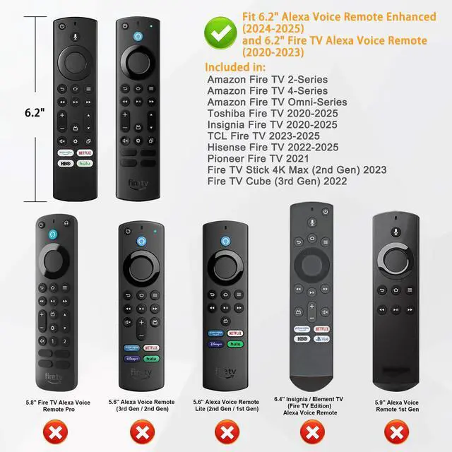 Alt view image 2 of 7 - Silicone Case for Fire TV Alexa Voice Remote Enhanced, Black | Fire TV Stick 4K Max (2nd Gen)/Toshiba/Insignia/Pioneer/2-Series/4-Series/Omni Remote, Shockproof Cover, Anti Slip