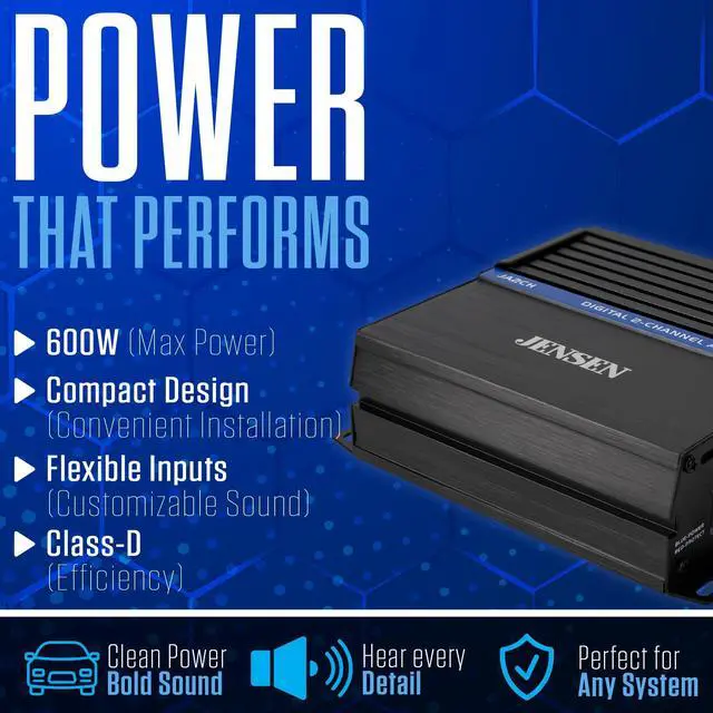 Alt view image 3 of 7 - JA2CH 2-Channel Class-D Car Amplifier 600W Peak CTA-2006-D Certified | For motorcycle, ATV, golf cart & truck audio, bridgeable design, compact efficient build, CTA-2006-D certified Class-D power