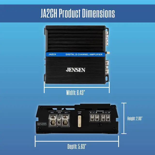 Alt view image 5 of 7 - JA2CH 2-Channel Class-D Car Amplifier 600W Peak CTA-2006-D Certified | For motorcycle, ATV, golf cart & truck audio, bridgeable design, compact efficient build, CTA-2006-D certified Class-D power