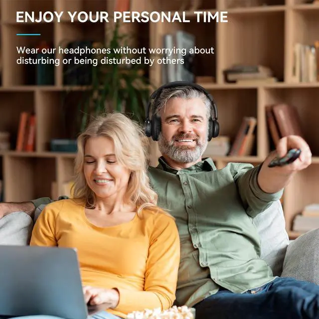 Alt view image 4 of 7 - Wireless Headphones for TV, TV Headphones Wireless for Seniors | Charging Dock, 65H Playtime, Low Latency, Plug-Play, Optical RCA AUX Bluetooth, Assistive Hearing Headset, Gifts for Elderly