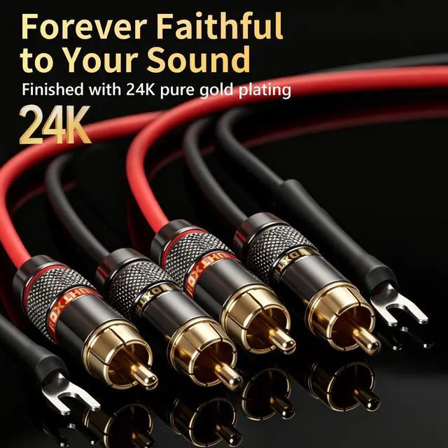 Alt view image 4 of 7 - Phono Cable with Ground,5N OFC Turntable Cables with Ground | Fully Shielded,24K 5Gold Plug,Ferrite Core,Anti-Interference,Nylon Braided HiFi RCA Cable with Ground(6.56 ft/78.74 in)