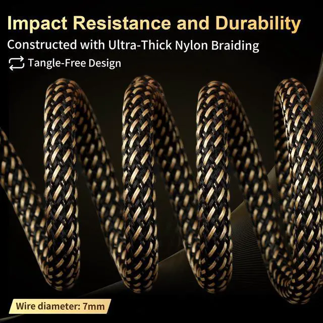 Alt view image 6 of 7 - Phono Cable with Ground,5N OFC Turntable Cables with Ground | Fully Shielded,24K 5Gold Plug,Ferrite Core,Anti-Interference,Nylon Braided HiFi RCA Cable with Ground(6.56 ft/78.74 in)