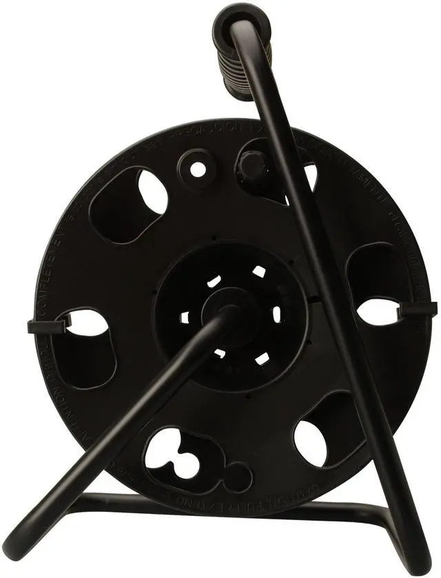 Main image of Heavy Duty Metal Extension Cord Reel Stand, Holds up to 100 Ft 14/3 Cords, Black, 22849