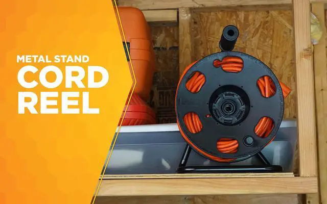 Alt view image 2 of 7 - Heavy Duty Metal Extension Cord Reel Stand, Holds up to 100 Ft 14/3 Cords, Black, 22849