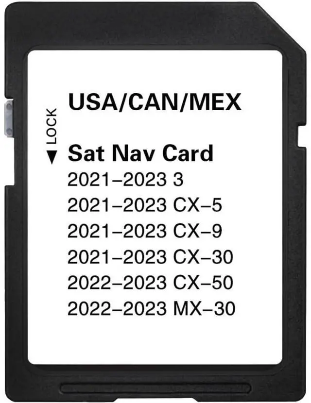 Main image of Premium Latest Navigation SD Card, Seamless Map Update for CX-5(2021-23), CX-30(2021-23), 3 Hatch/Sedan(2021-23), CX-9(2021-23), CX-50(2022-23), MX-30(2022-23), USA/CAN/MEX, VIN Check Required