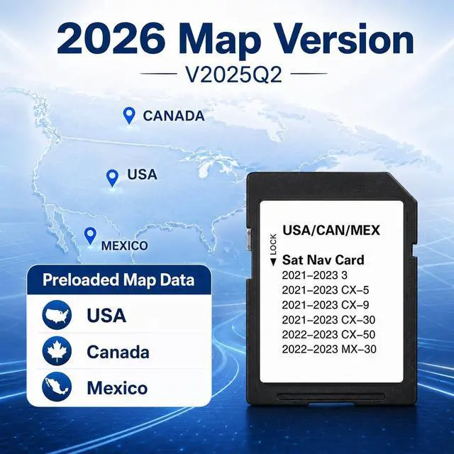 Alt view image 4 of 7 - Premium Latest Navigation SD Card, Seamless Map Update for CX-5(2021-23), CX-30(2021-23), 3 Hatch/Sedan(2021-23), CX-9(2021-23), CX-50(2022-23), MX-30(2022-23), USA/CAN/MEX, VIN Check Required