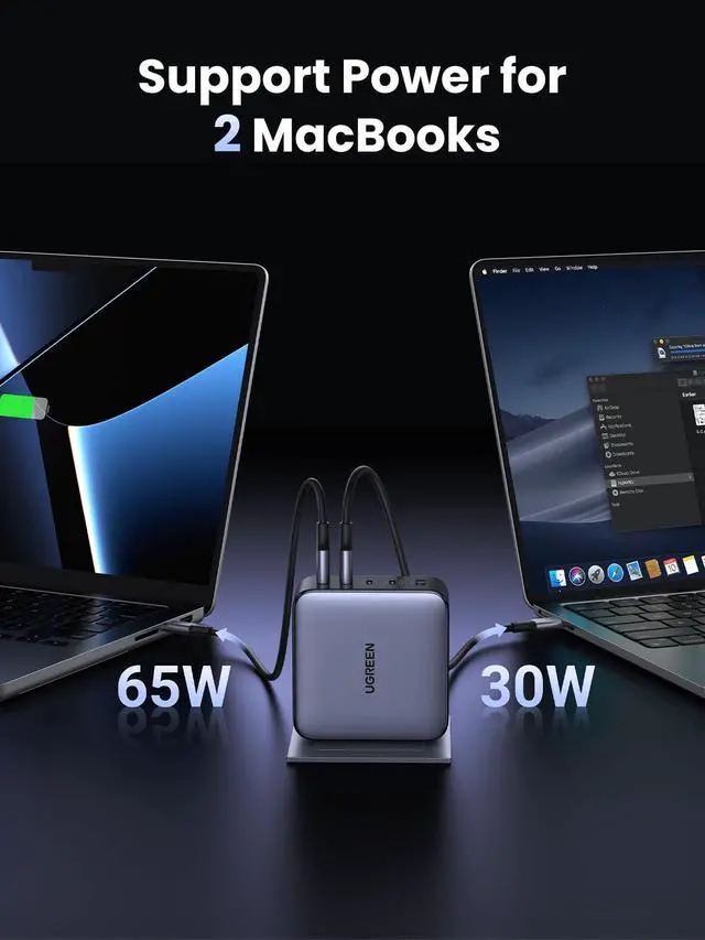 Alt view image 4 of 7 - Nexode 100W GaN USB C Laptop Charger, 5-Port Fast Charging Power Adapter Compatible with MacBook Pro/Air, iPhone 17/16/15 Series, Galaxy S25/S24, Pixel 10/9, iPad Air, Steam Deck