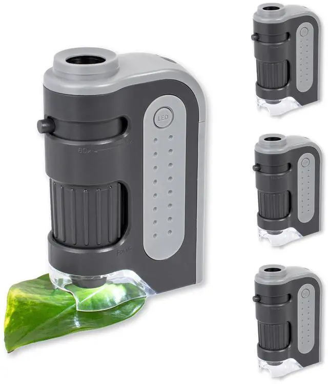Main image of MicroBrite Plus 60x-120x Power LED Lighted Pocket Microscope - Set of 4 (MM-300MU),Black/Grey