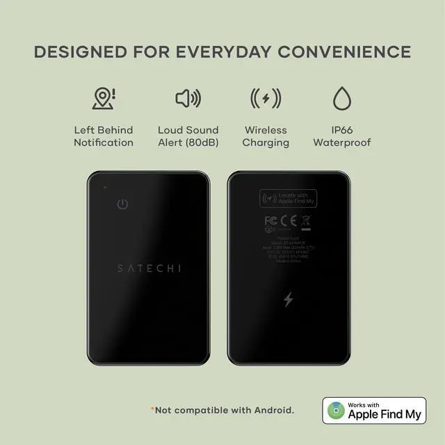 Alt view image 2 of 7 - FindAll Wallet Card, Find My Compatible, Wireless Charging, Black | Bluetooth Tracker, Left-behind notifications, sound alerts, wireless charging, for iPhone, iPad, Mac