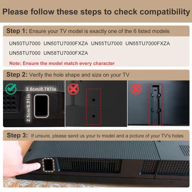 Alt view image 2 of 7 - TV Base Stand for Samsung TV Legs Replacement Only for UN50TU7000FXZA UN55TU7000FXZA UN58TU7000FXZA UN50TU7000 UN55TU7000 Not Universal TV Legs for Samsung with Remote Holder Only for Model We List