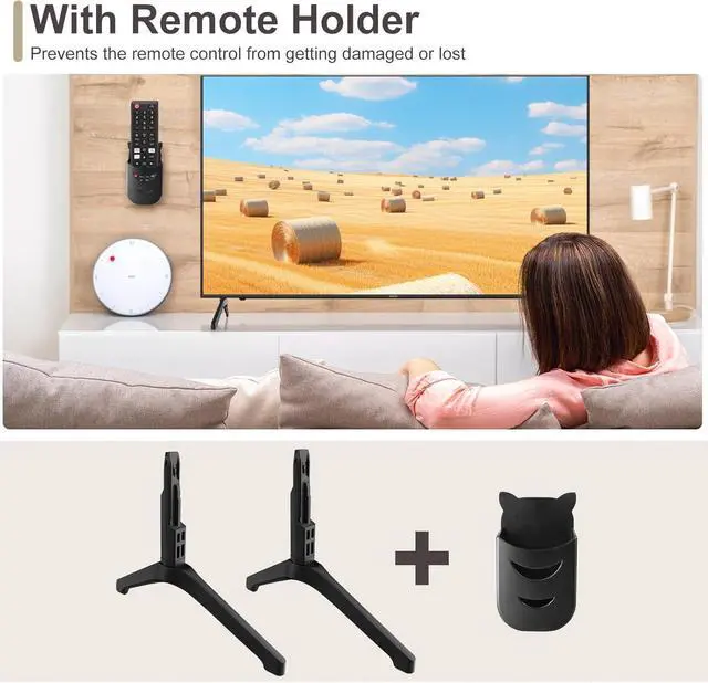 Alt view image 5 of 7 - TV Base Stand for Samsung TV Legs Replacement Only for UN50TU7000FXZA UN55TU7000FXZA UN58TU7000FXZA UN50TU7000 UN55TU7000 Not Universal TV Legs for Samsung with Remote Holder Only for Model We List