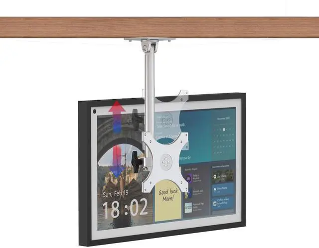 Main image of Under Cabinet Mount for Show 15, Height Adjustable | Aluminum, Height Adjustable, Swivel Left to Right, Up and Down Tilt, 360° Rotation, Also Fits Show 21, Silver