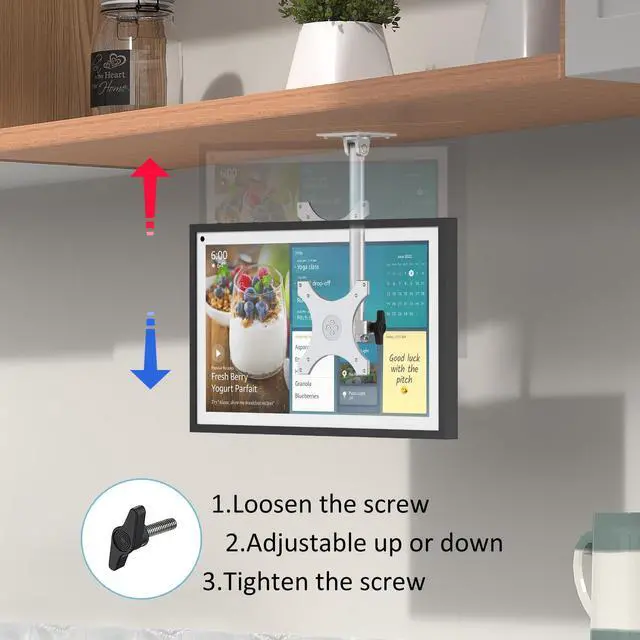 Alt view image 2 of 7 - Under Cabinet Mount for Show 15, Height Adjustable | Aluminum, Height Adjustable, Swivel Left to Right, Up and Down Tilt, 360° Rotation, Also Fits Show 21, Silver