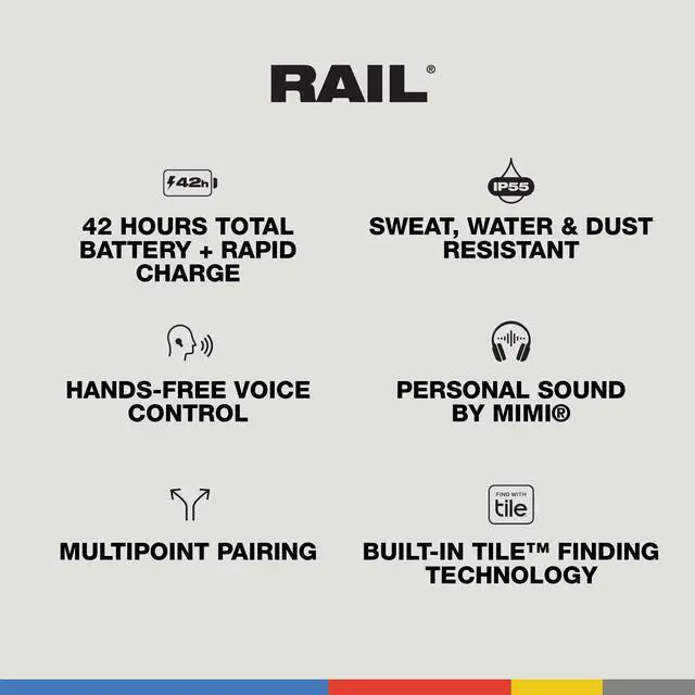 Alt view image 4 of 5 - Rail Wireless In-Ear Bluetooth Earbuds - True Black