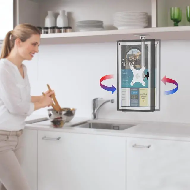Alt view image 7 of 7 - Under Cabinet Mount for Show 15, Height Adjustable | Aluminum, Height Adjustable, Swivel Left to Right, Up and Down Tilt, 360° Rotation, Also Fits Show 21, Silver