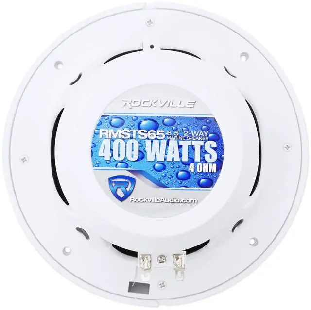 Alt view image 7 of 7 - RMSTS65W Pair 800W 6.5" 2-Way Marine Boat Speakers, 4 Ohm, White, Waterproof, PEI Dome Tweeter, High Power Handling for Marine and Outdoor Use