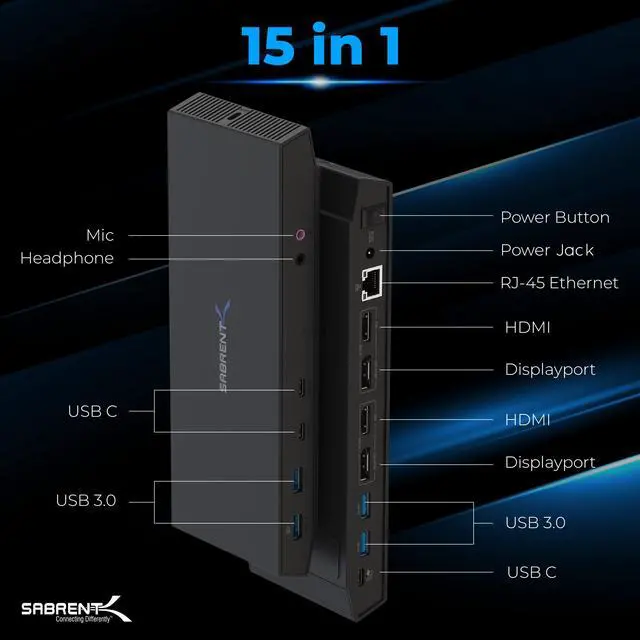 Alt view image 2 of 7 - USB-C Dual 4K Universal Docking Station, USB-C PD (DS-WSPD) | Dual 4K displays; USB-C power delivery; universal laptop dock; USB-A ports
