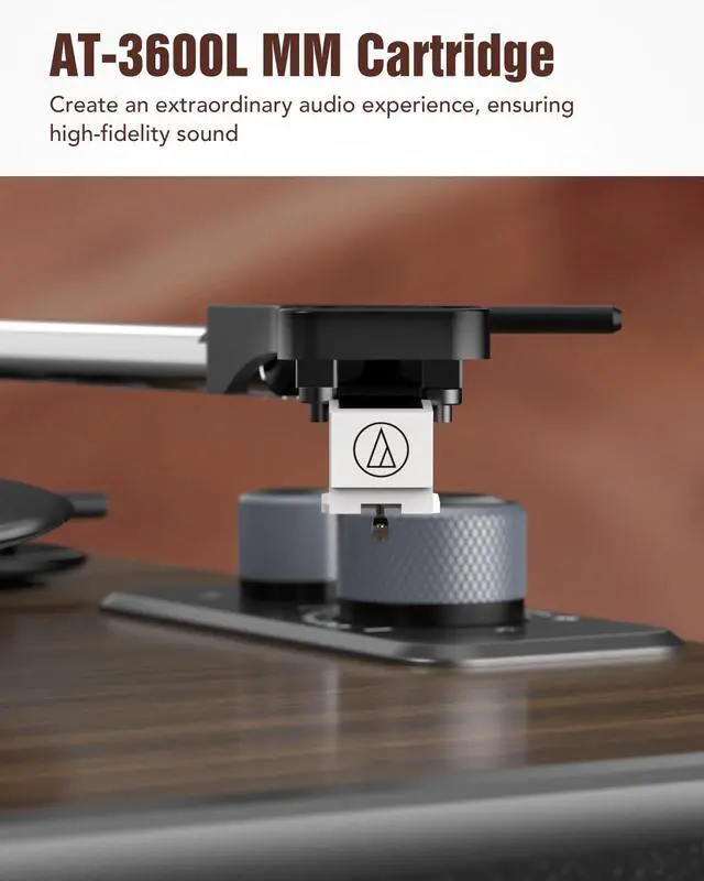 Alt view image 4 of 6 - Vinyl Record Player with Adjustable Lighting, All-in-One Turntable | Bluetooth Input, Built-in Speakers, AT-3600L Cartridge, Belt Drive 33/45 RPM, Auto Stop