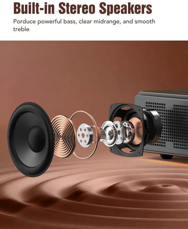 Alt view image 3 of 6 - Vinyl Record Player with Adjustable Lighting, All-in-One Turntable | Bluetooth Input, Built-in Speakers, AT-3600L Cartridge, Belt Drive 33/45 RPM, Auto Stop
