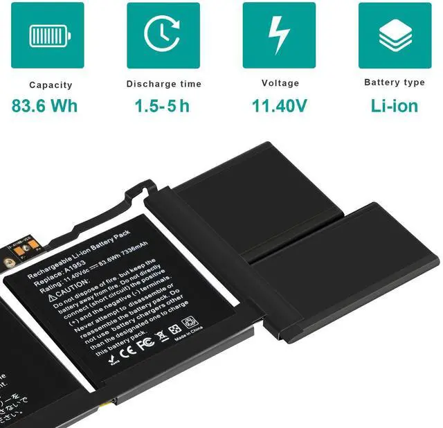 Alt view image 2 of 7 - Battery for MacBook Pro 15 Inch A1990 (Mid 2018 2019), Laptop Battery Replacement Model A1953 Battery EMC 3215 3359 7400mAh (Upgraded 6.2 Versions)