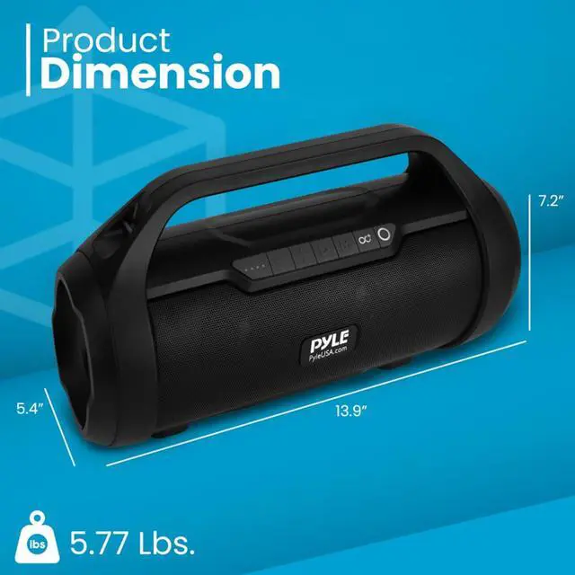 Alt view image 3 of 7 - Portable Bluetooth Boombox Speaker - 40W Max Power, 2.0 Channel Rechargeable Barrel Style Speaker with TWS, LED Lights - AUX In, USB-C, MicroSD Card and FM Radio, Voice Control - PBMWP185