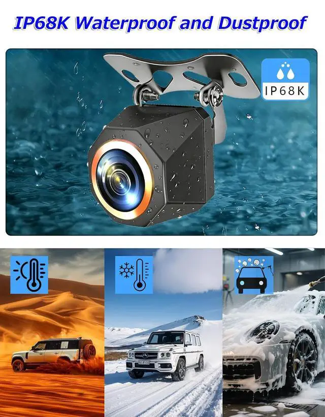 Alt view image 5 of 6 - 1080P Backup Camera for Car, 3MP 170° AHD CVBS Universal Rear View Camera with Night Vision & 4 Modes,12-24V, IP68K, Guide Line, Mirror/Normal Switch,Rear/Front/Side cam for car,SUV,truck, large truck