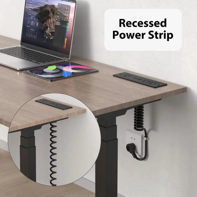 Alt view image 5 of 7 - Drawer Outlet Kit with 65W USB C Fast Charging Station | Recessed Power Outlet with 3 USB Ports & 3 AC Outlets, Furniture Flush Mount Power Strip for Home Office 6ft Black Cord