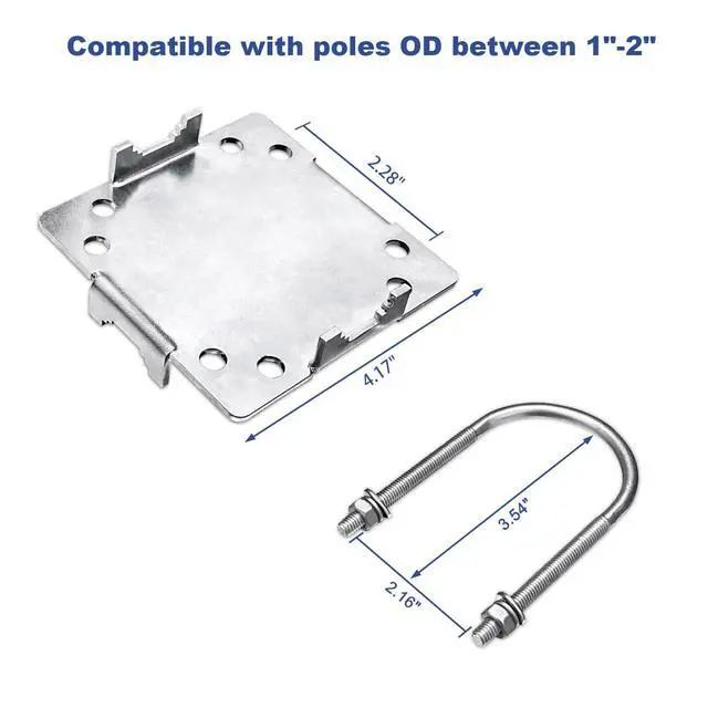 Alt view image 2 of 5 - 2 Sets Antenna Mast Clamp Cross-Over Bracket Kit with U Bolts for 1"-2" OD Poles, Heavy Duty Mounting Hardware for MINO Yagi TV Antennas, Security Camera, Weather Station