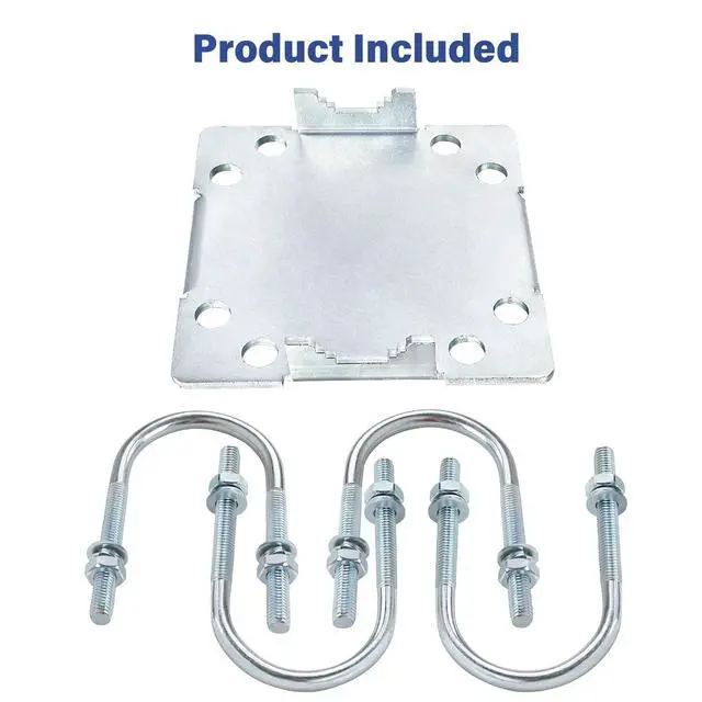 Alt view image 4 of 5 - 2 Sets Antenna Mast Clamp Cross-Over Bracket Kit with U Bolts for 1"-2" OD Poles, Heavy Duty Mounting Hardware for MINO Yagi TV Antennas, Security Camera, Weather Station